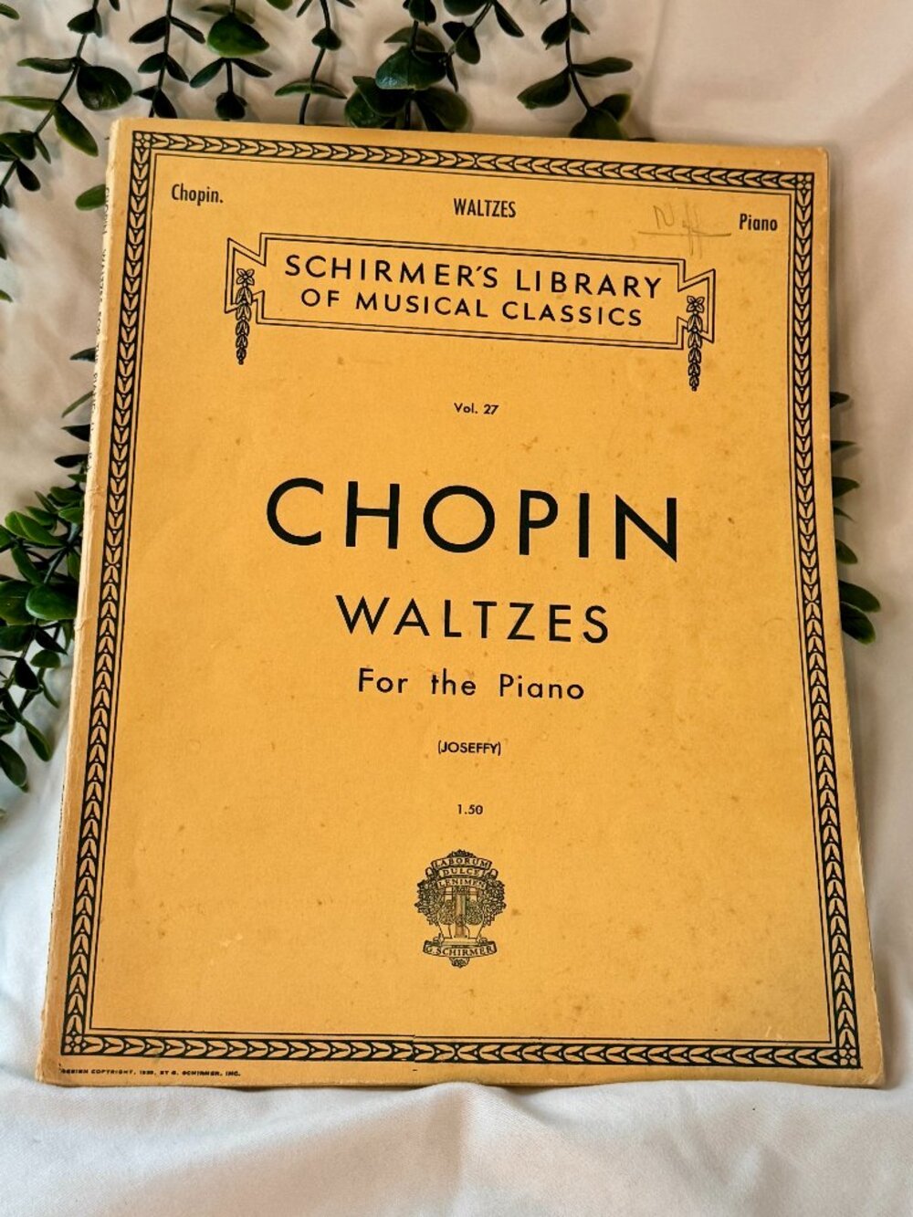 Vintage Schirmer's Library Chopin Waltzes For The Piano Vol. 27 Sheet Music